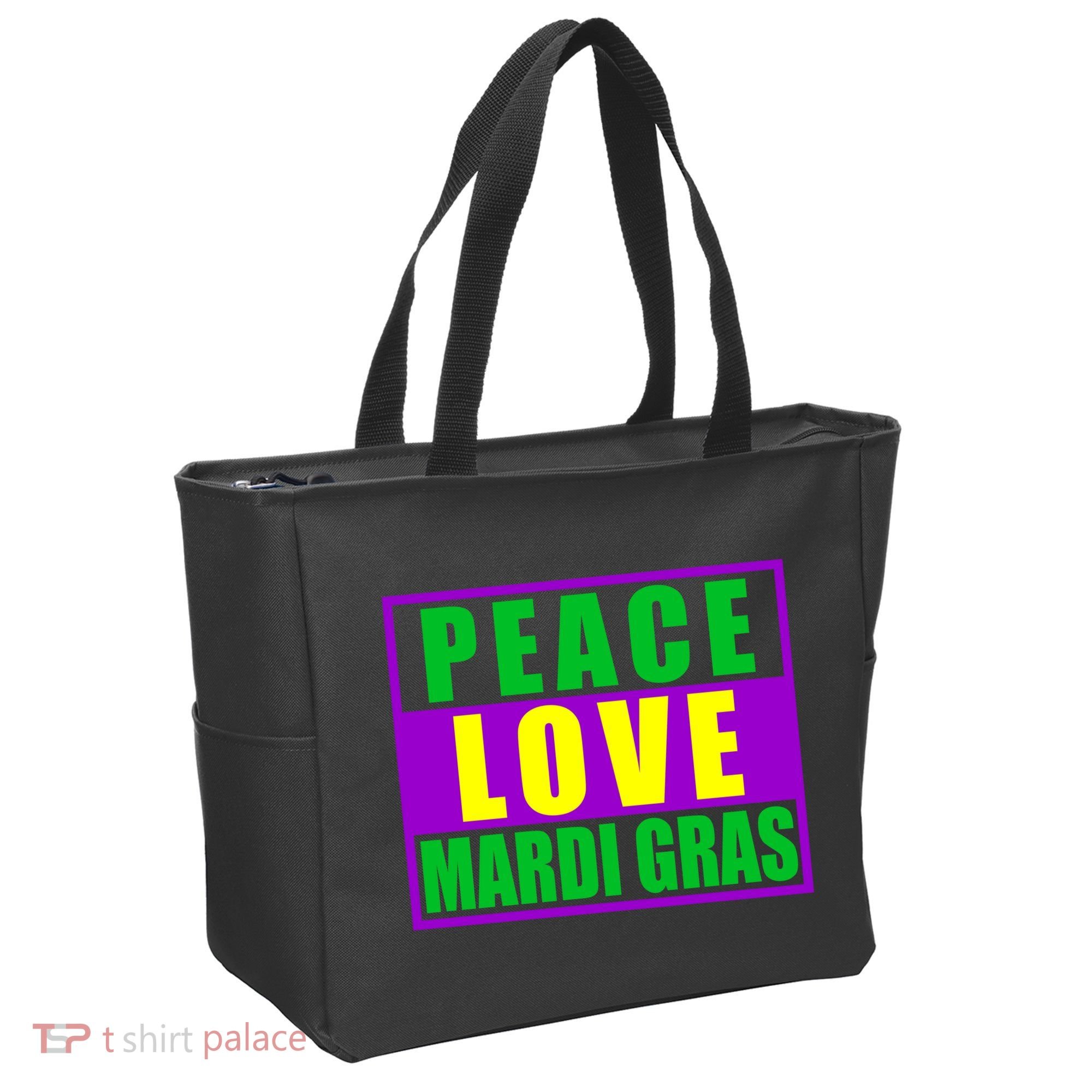 Peace Love Mardi Gras New Orleans Tote Bag