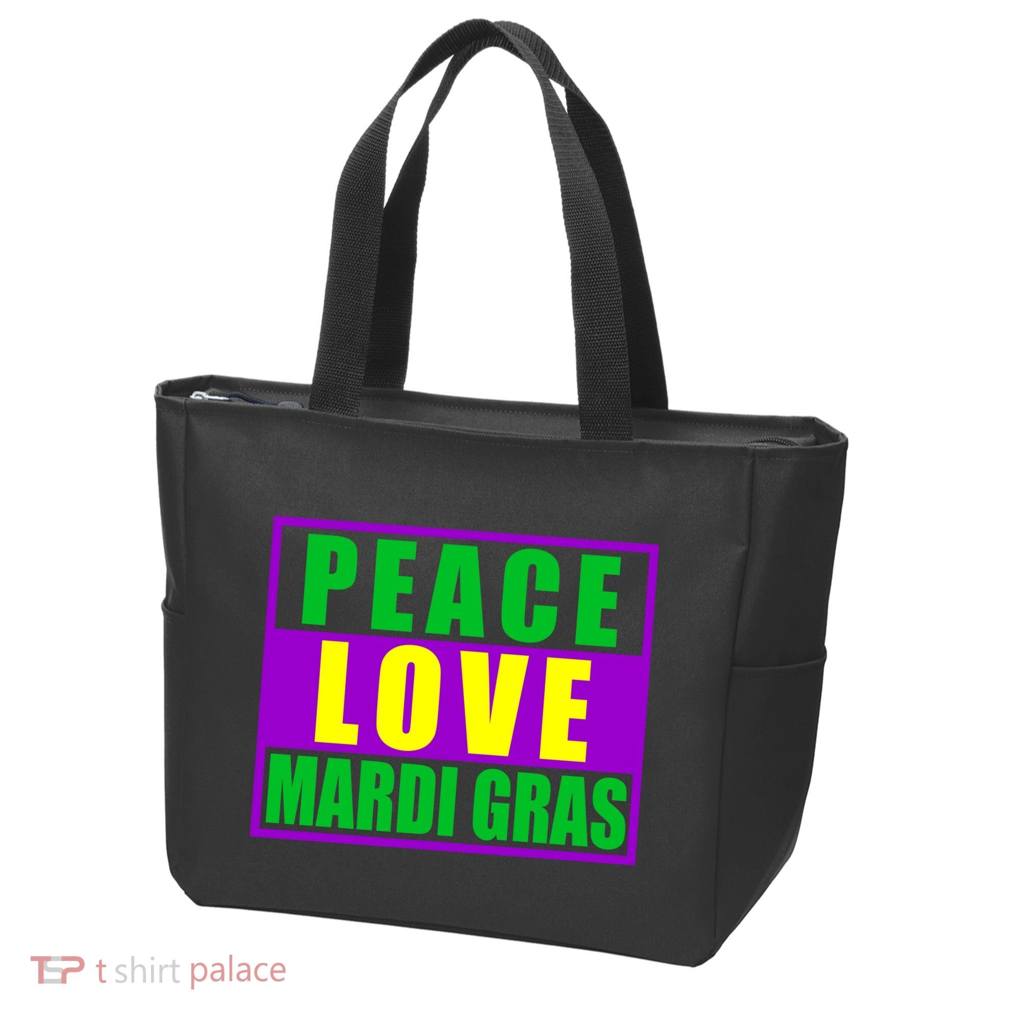 Peace Love Mardi Gras New Orleans Tote Bag