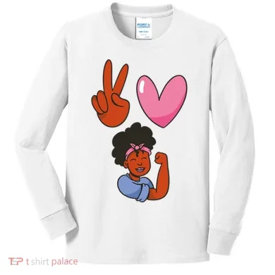 Peace Love Melanin Kids Long Sleeve Shirt