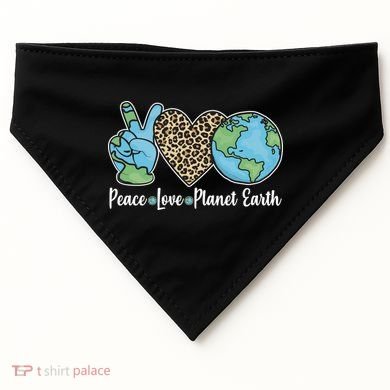 Peace Love Planet Earth Celebrate Earth Day USA-Made Doggie Bandana