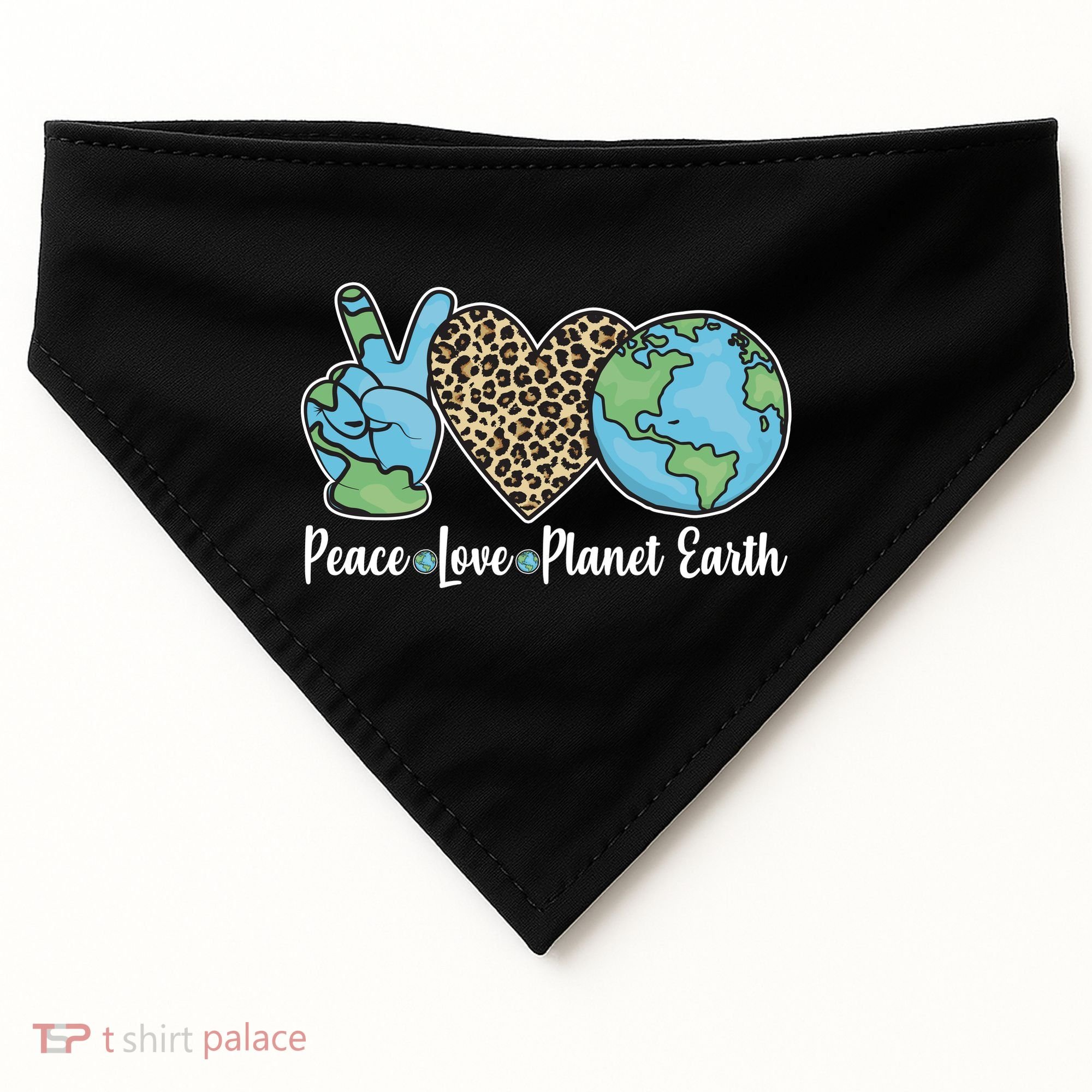 Peace Love Planet Earth Celebrate Earth Day USA-Made Doggie Bandana