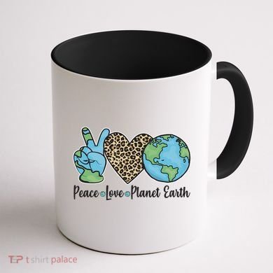 Peace Love Planet Earth Celebrate Earth Day Coffee Mug back