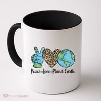 Peace Love Planet Earth Celebrate Earth Day Coffee Mug thumb 0