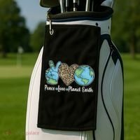 Peace Love Planet Earth Celebrate Earth Day Golf Towel thumb 2