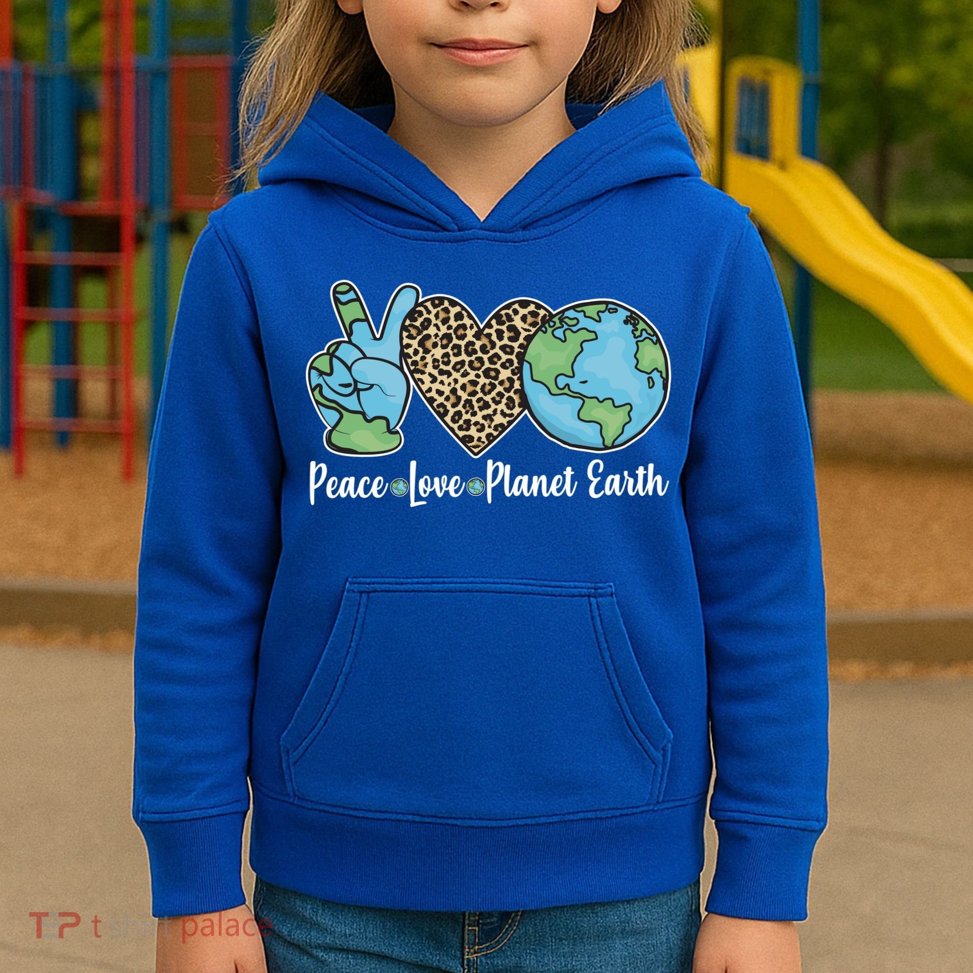 Peace Love Planet Earth Celebrate Earth Day Kids Hoodie