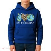 Peace Love Planet Earth Celebrate Earth Day Kids Hoodie thumb 4