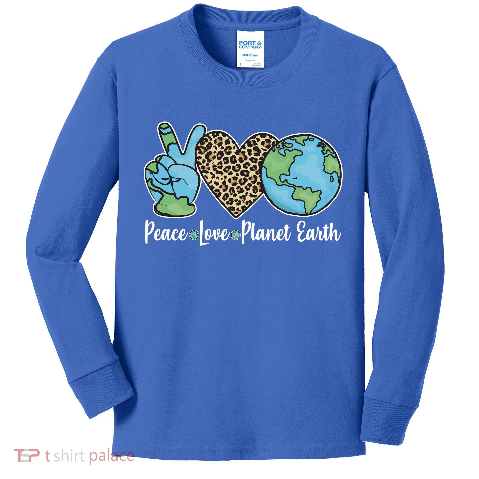 Peace Love Planet Earth Celebrate Earth Day Kids Long Sleeve Shirt