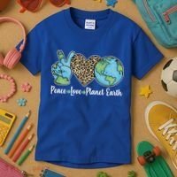 Peace Love Planet Earth Celebrate Earth Day Kids T-Shirt thumb 3