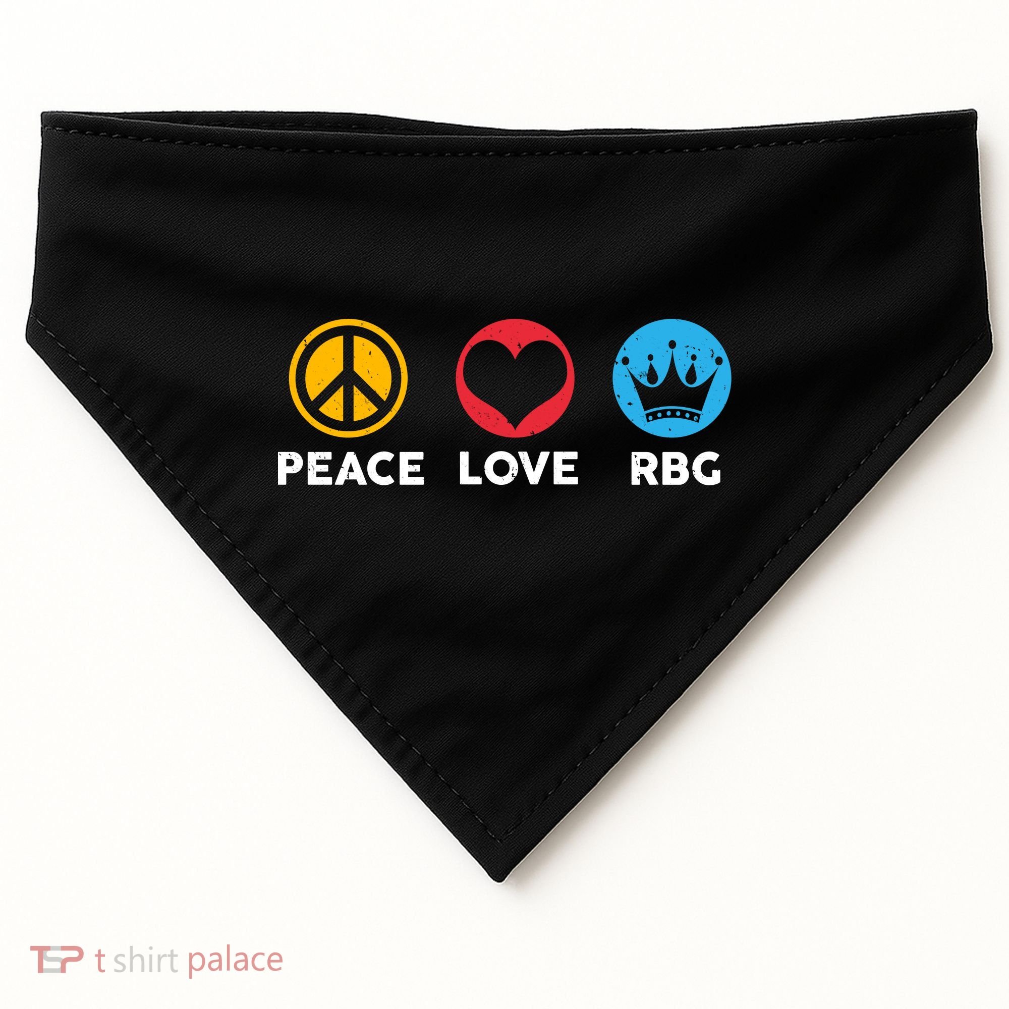 Peace Love RBG Ruth Bader Ginsburg Tribute USA-Made Doggie Bandana