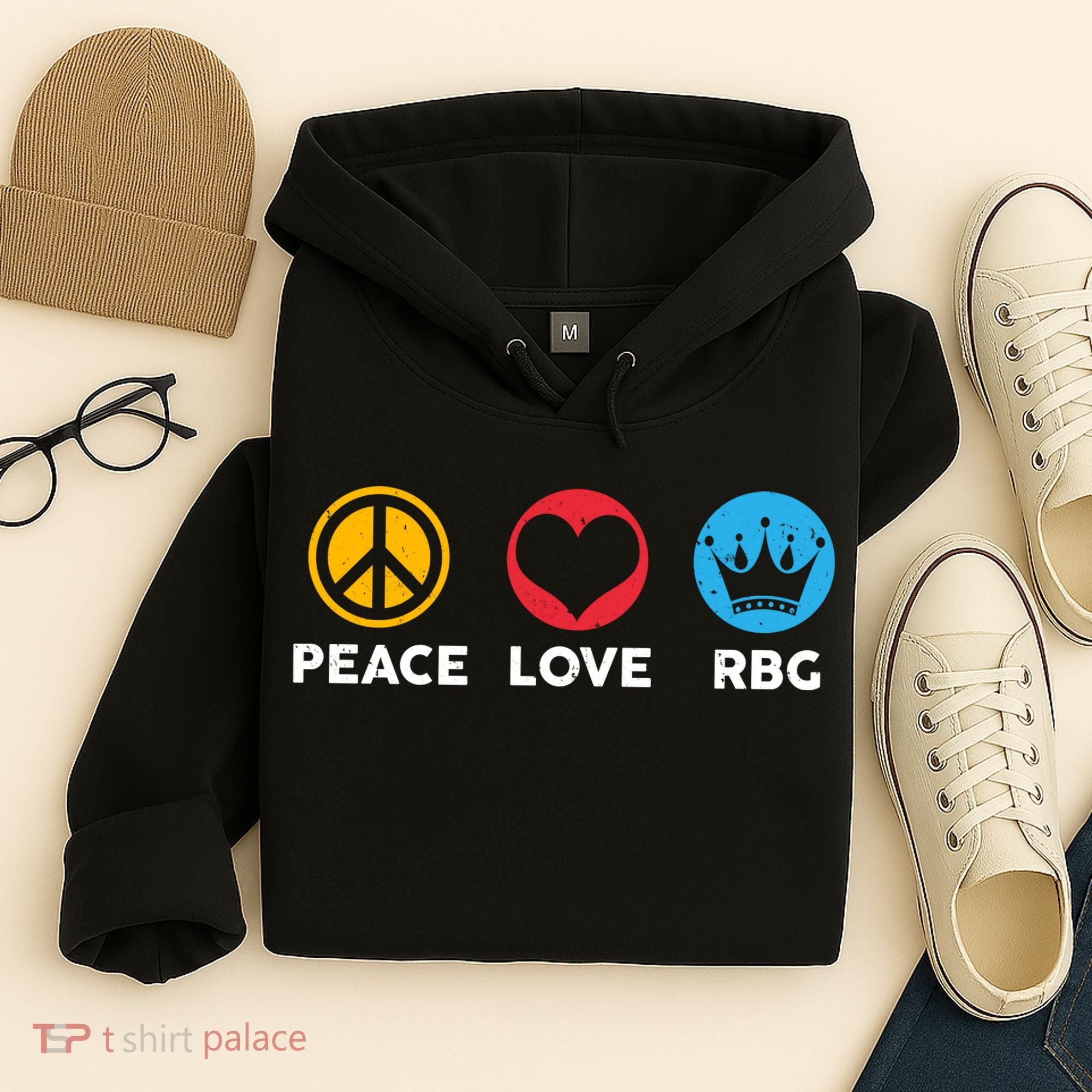 Peace Love RBG Ruth Bader Ginsburg Tribute Hoodie