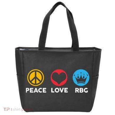 Peace Love RBG Ruth Bader Ginsburg Tribute Tote Bag