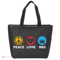 Peace Love RBG Ruth Bader Ginsburg Tribute Tote Bag thumb 0