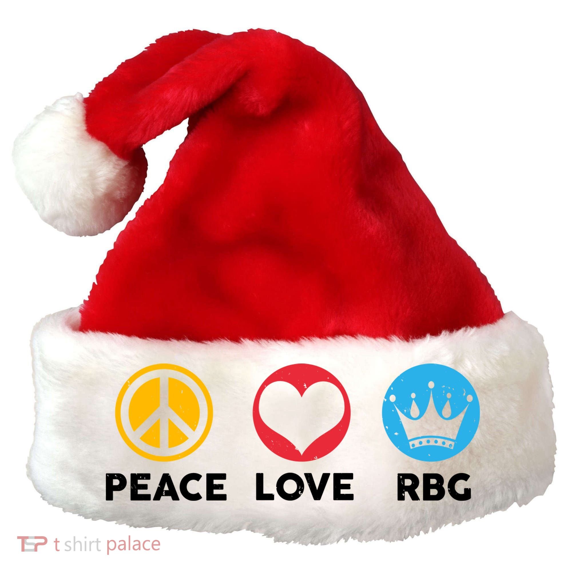 Peace Love RBG Ruth Bader Ginsburg Tribute Santa Hat