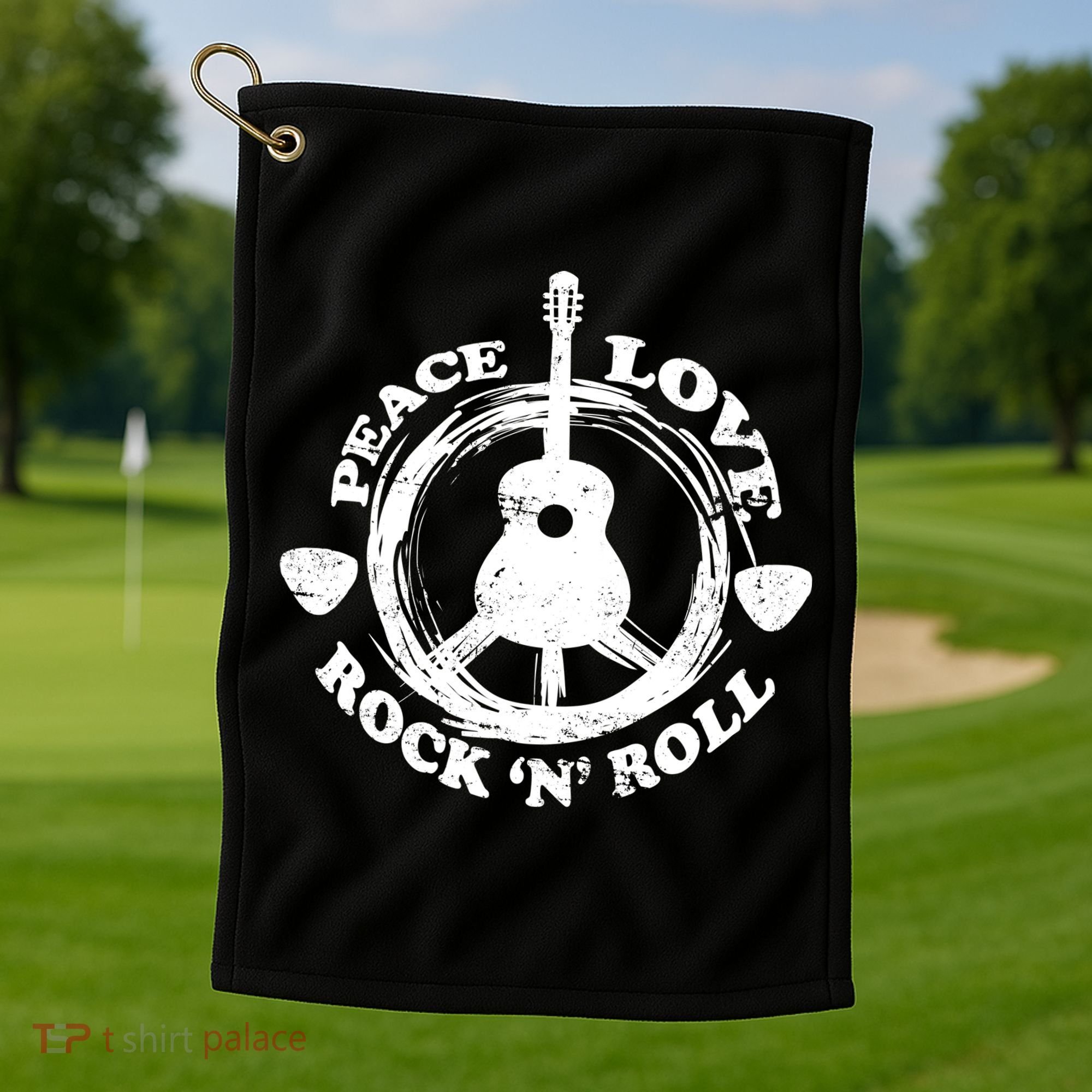 Peace Love Rock 'N' Roll Golf Towel