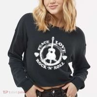 Peace Love Rock 'N' Roll Cropped Pullover Crew thumb 2