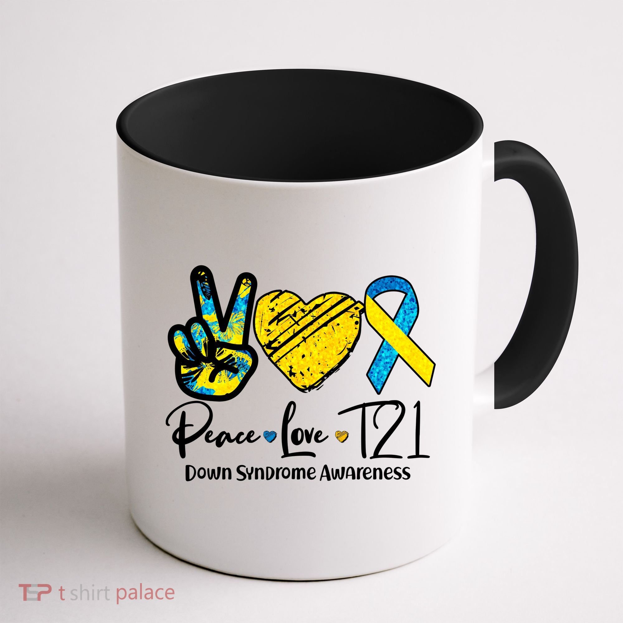Peace Love T21 Down Syndrome Awareness Coffee Mug