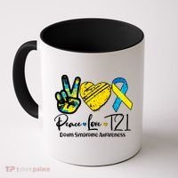 Peace Love T21 Down Syndrome Awareness Coffee Mug thumb 0
