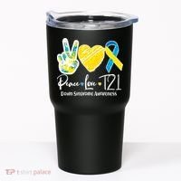 Peace Love T21 Down Syndrome Awareness Tumbler thumb 0