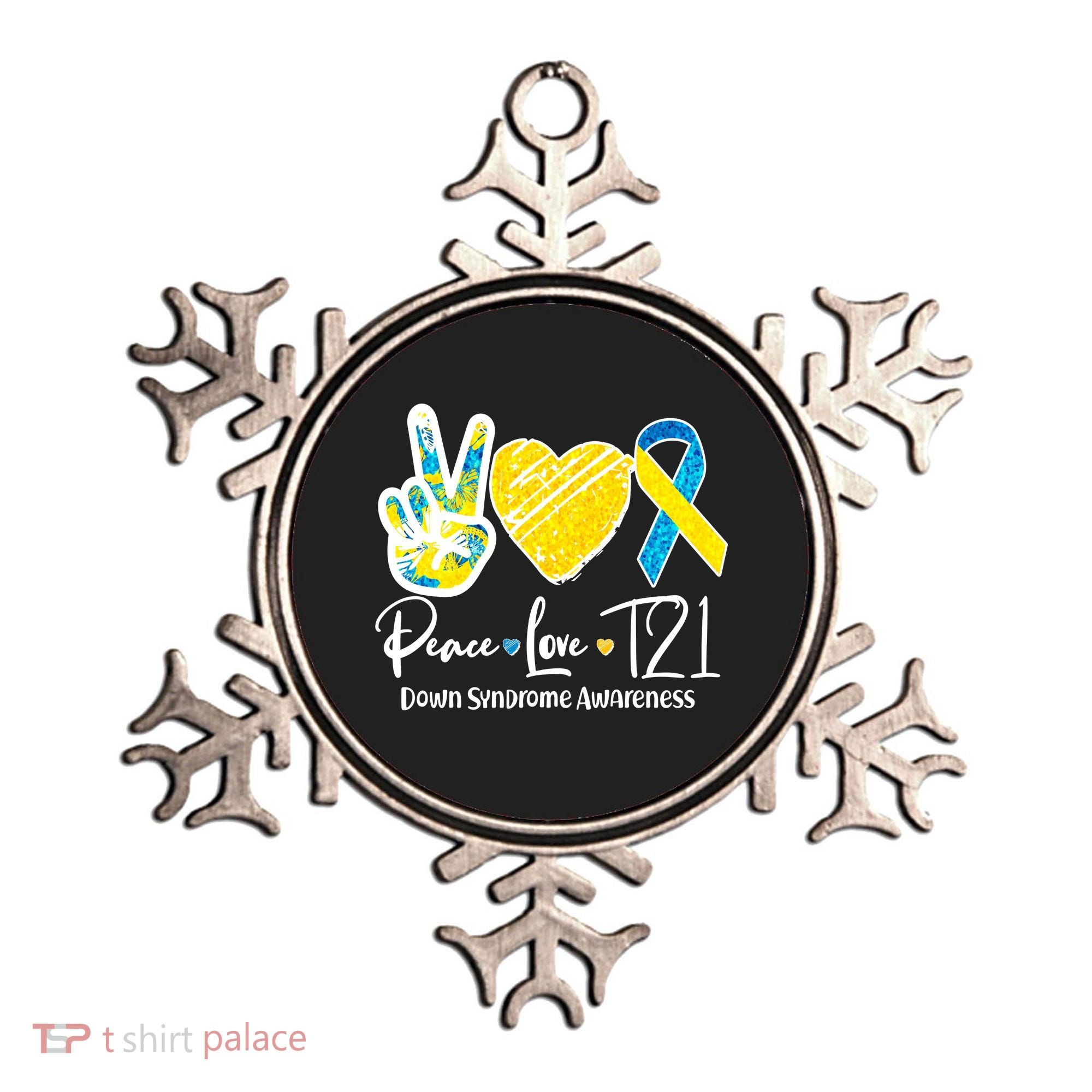 Peace Love T21 Down Syndrome Awareness Ornament