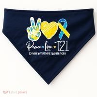 Peace Love T21 Down Syndrome Awareness USA-Made Doggie Bandana thumb 0
