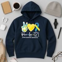 Peace Love T21 Down Syndrome Awareness Hoodie thumb 3