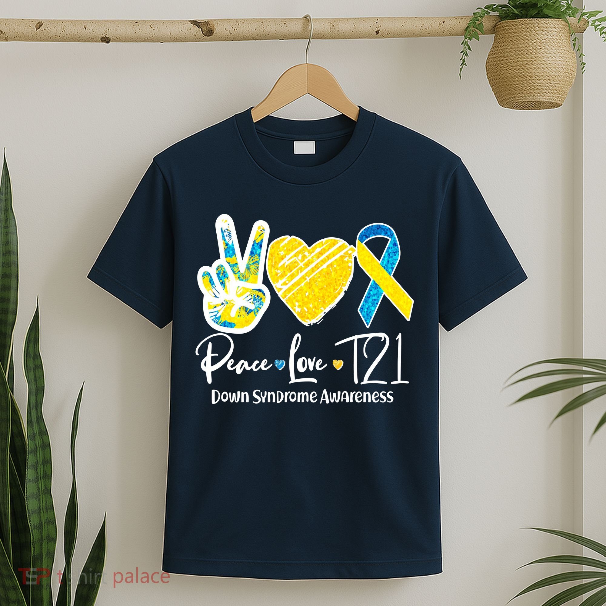 Peace Love T21 Down Syndrome Awareness T-Shirt