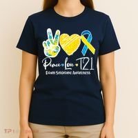 Peace Love T21 Down Syndrome Awareness T-Shirt thumb 4