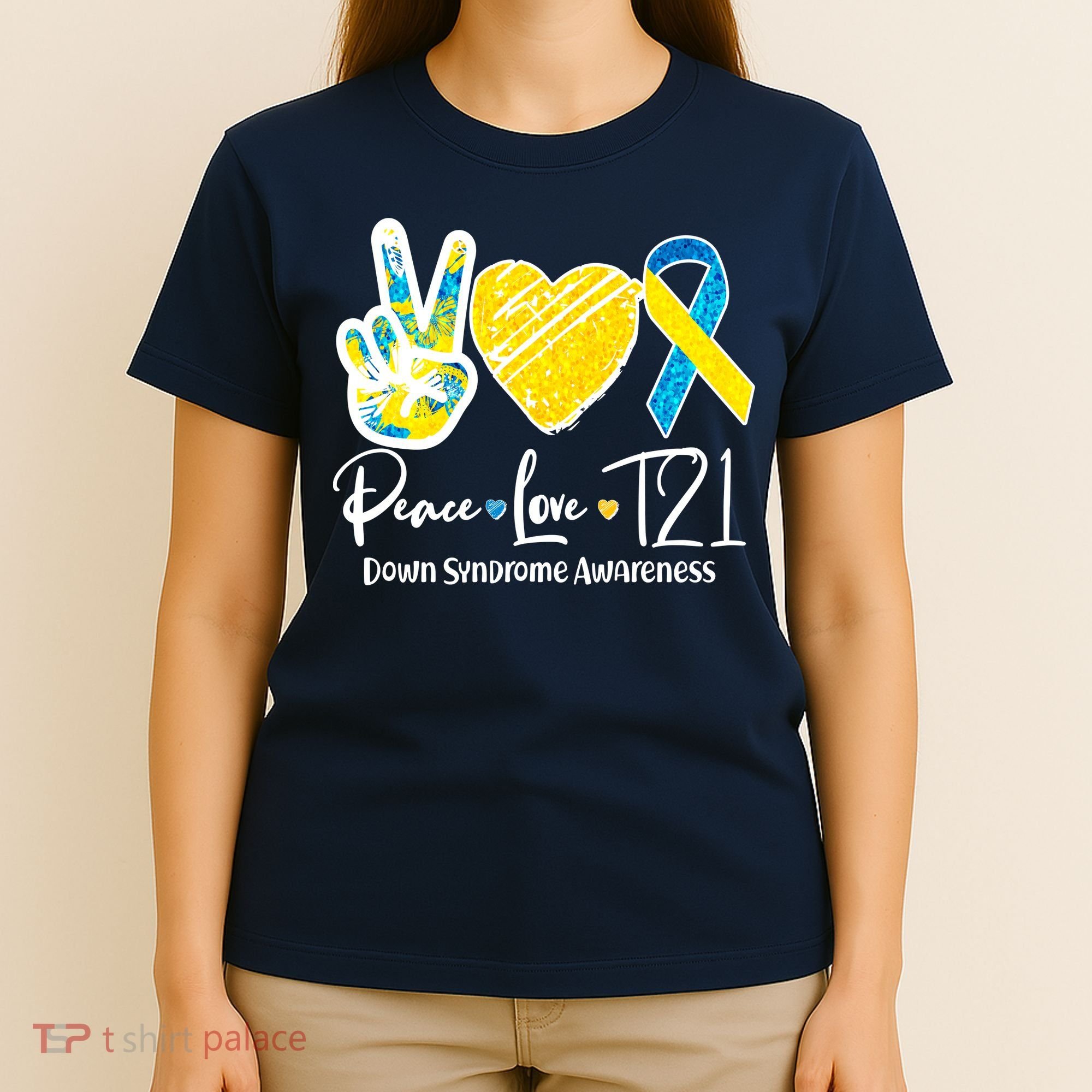 Peace Love T21 Down Syndrome Awareness T-Shirt