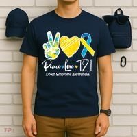 Peace Love T21 Down Syndrome Awareness T-Shirt thumb 6