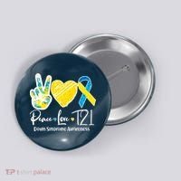 Peace Love T21 Down Syndrome Awareness Button thumb 0