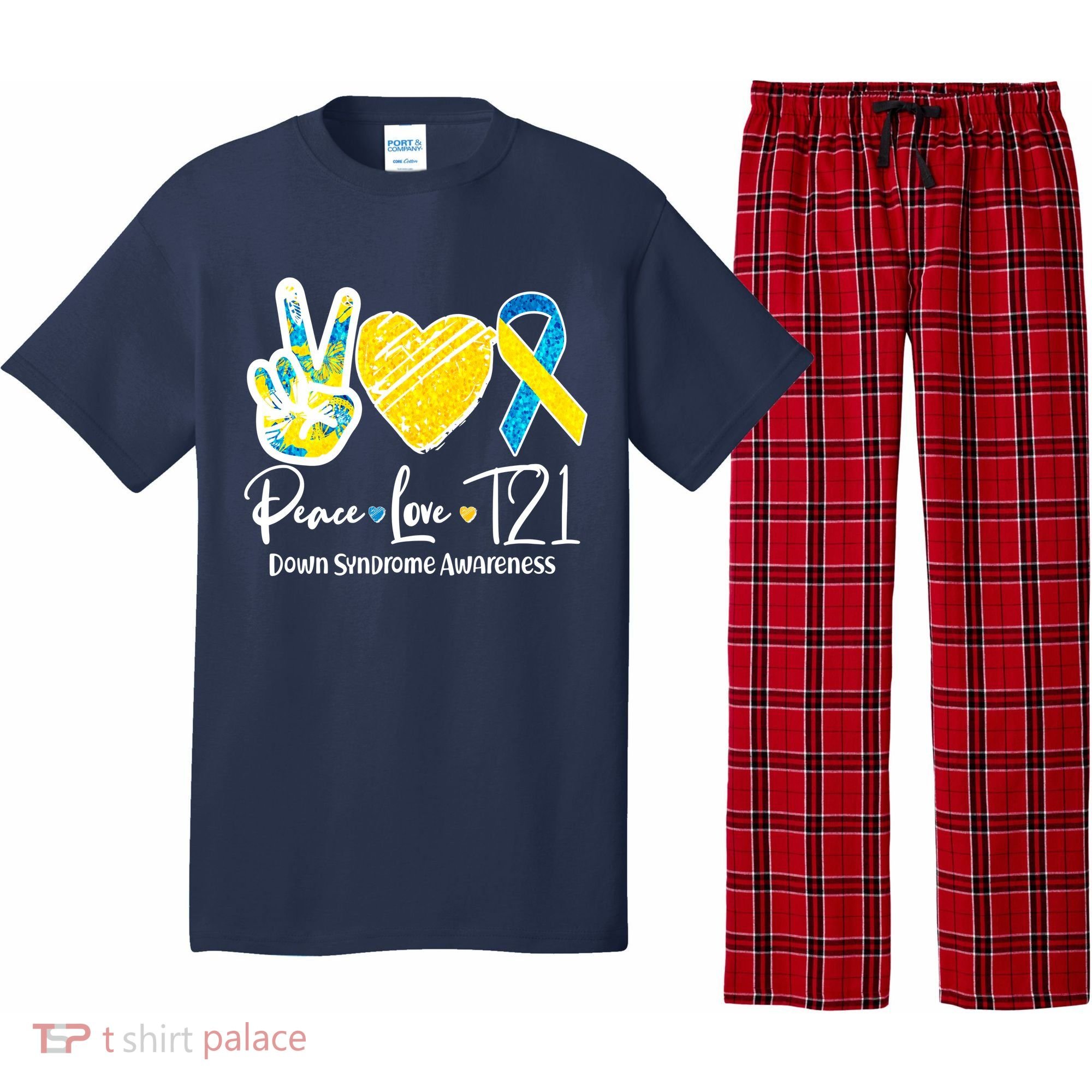 Peace Love T21 Down Syndrome Awareness Pajama Set
