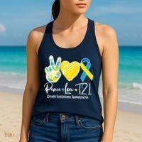 Peace Love T21 Down Syndrome Awareness Women's Tank Top thumb 2