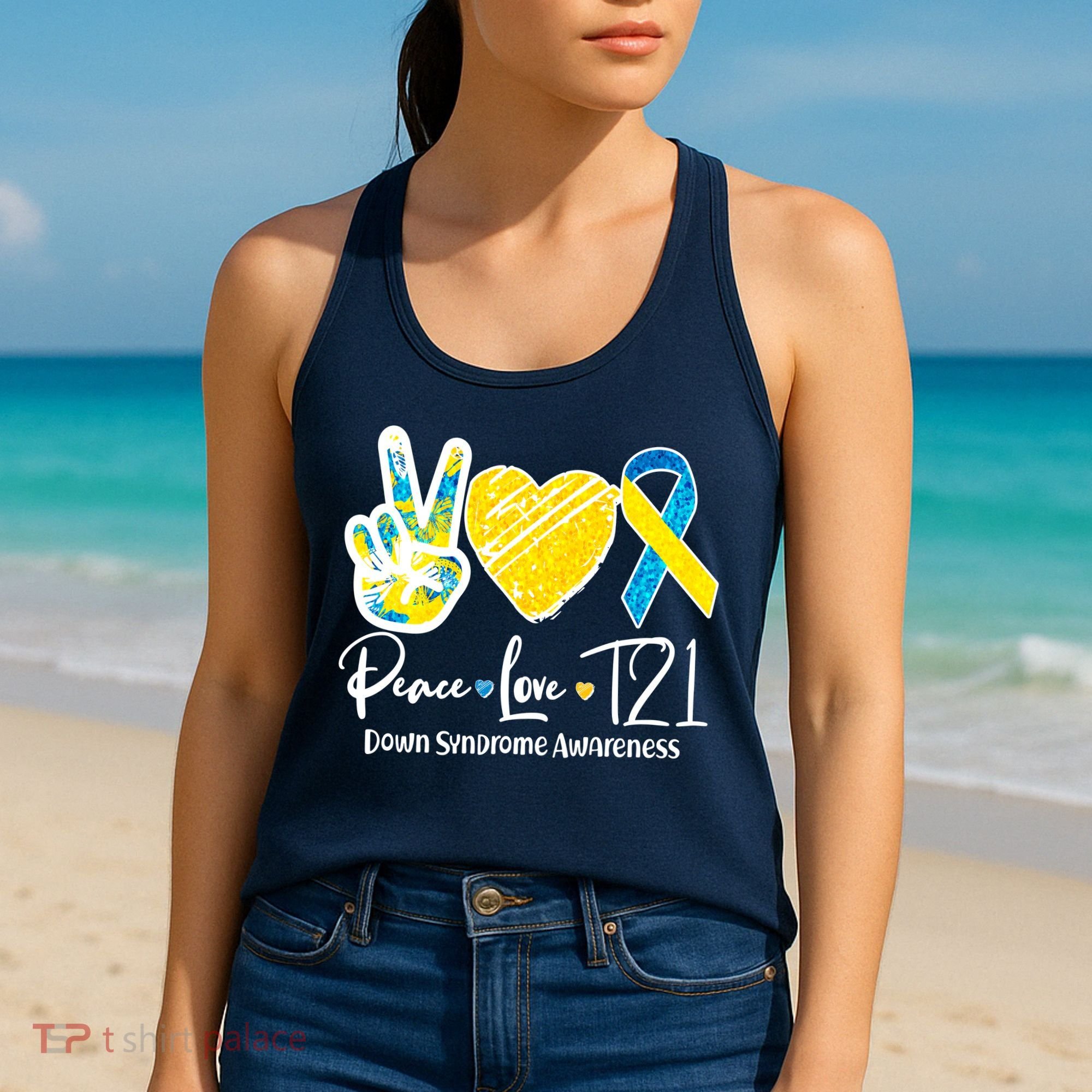 Peace Love T21 Down Syndrome Awareness Women's Tank Top