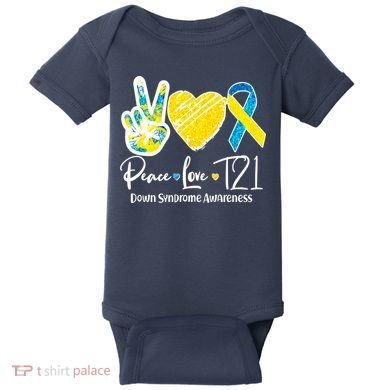 Peace Love T21 Down Syndrome Awareness Baby Bodysuit