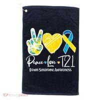 Peace Love T21 Down Syndrome Awareness Golf Towel thumb 0