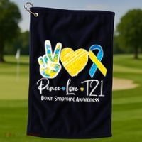 Peace Love T21 Down Syndrome Awareness Golf Towel thumb 1