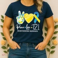Peace Love T21 Down Syndrome Awareness Women's T-Shirt thumb 2