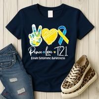 Peace Love T21 Down Syndrome Awareness Women's T-Shirt thumb 3