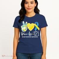 Peace Love T21 Down Syndrome Awareness Women's T-Shirt thumb 4
