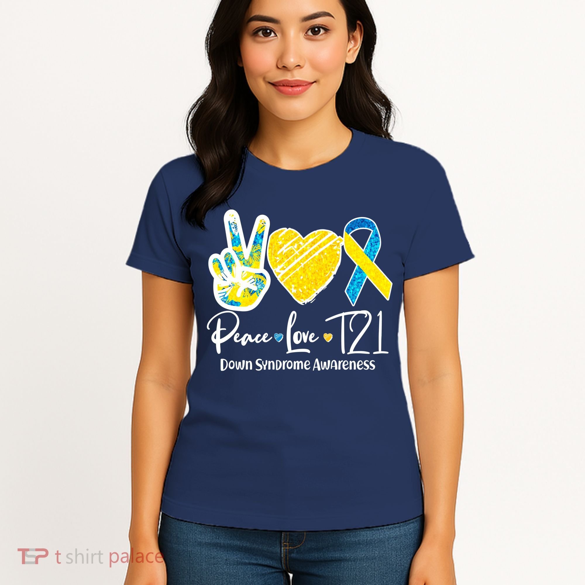 Peace Love T21 Down Syndrome Awareness Women's T-Shirt