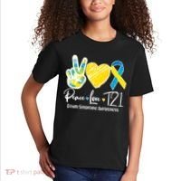 Peace Love T21 Down Syndrome Awareness Kids T-Shirt thumb 2