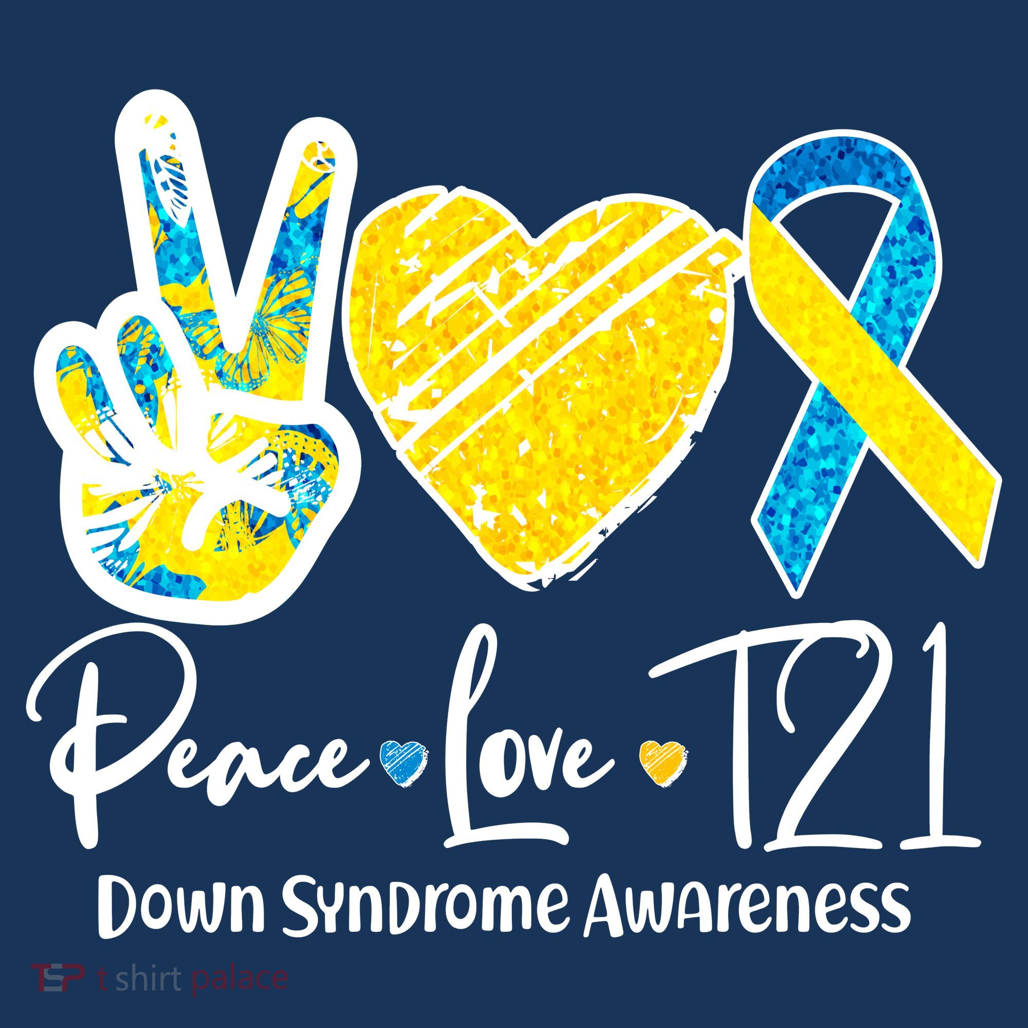 Peace Love T21 Down Syndrome Awareness Kids T-Shirt