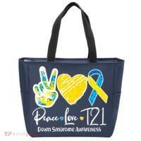 Peace Love T21 Down Syndrome Awareness Tote Bag thumb 0