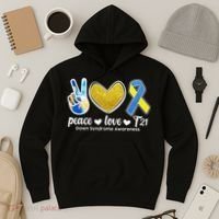 Peace Love T21 Down Syndrome Awareness Ribbon Hoodie thumb 3