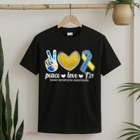 Peace Love T21 Down Syndrome Awareness Ribbon T-Shirt thumb 2