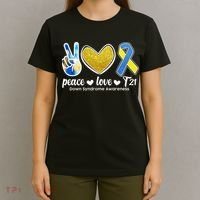 Peace Love T21 Down Syndrome Awareness Ribbon T-Shirt thumb 4
