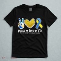Peace Love T21 Down Syndrome Awareness Ribbon T-Shirt thumb 5