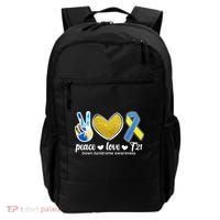 Peace Love T21 Down Syndrome Awareness Ribbon Backpack thumb 0