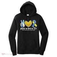 Peace Love T21 Down Syndrome Awareness Ribbon Women's Hoodie thumb 0