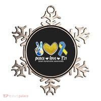 Peace Love T21 Down Syndrome Awareness Ribbon Ornament thumb 0